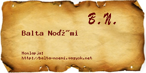 Balta Noémi névjegykártya